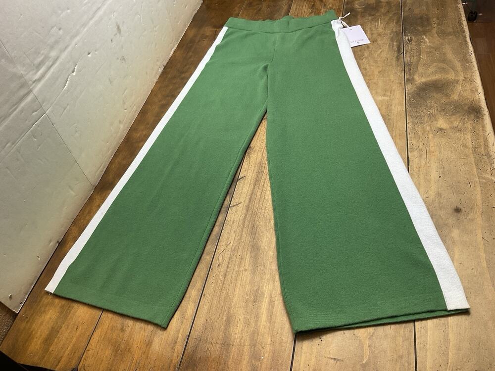 La Ligne x Target S Green Side Stripe Wide Leg Sweater Pants Cashmere Blend NWT